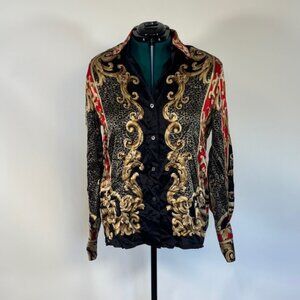 Vintage Versace Vibes Button Down Silk Top